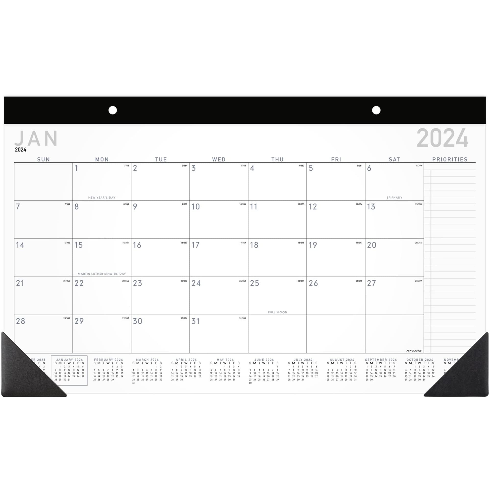AT-A-GLANCE® Calendario mensile da scrivania 2024, 45,7 x 27,9 cm, da gennaio a dicembre 2024, SK14X00