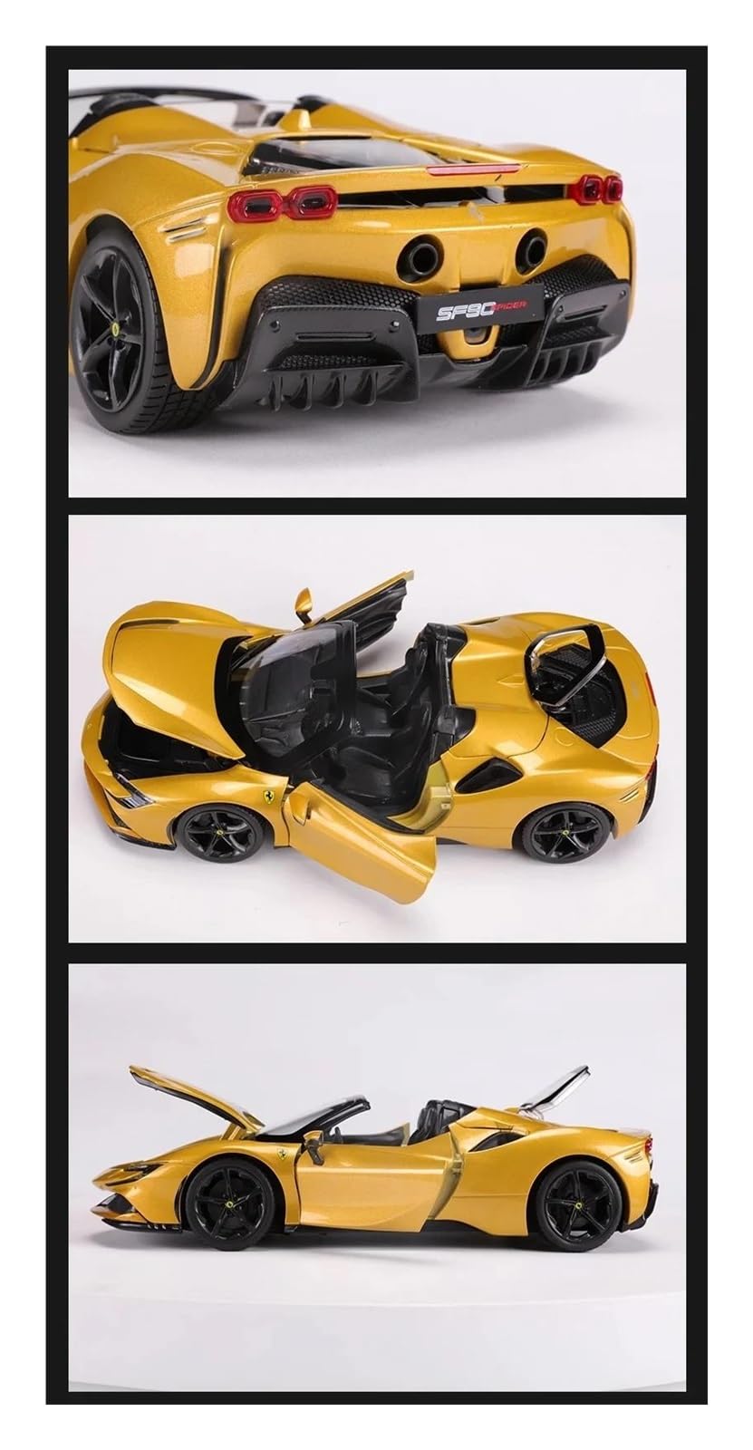 Metallo Scala Replica 1 18 Per Ferrari Sf90 Spider Stradale Modello Diecast Auto Edizione Lega Veicolo Souvenir Giallo Rosso(Yellow)