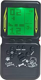 HLF Retro brick game console large screen with green backlight built-in 23 multi-mode games classic nostalgia speed and difficulty adjustable powered by 2 AA batteries (Black)