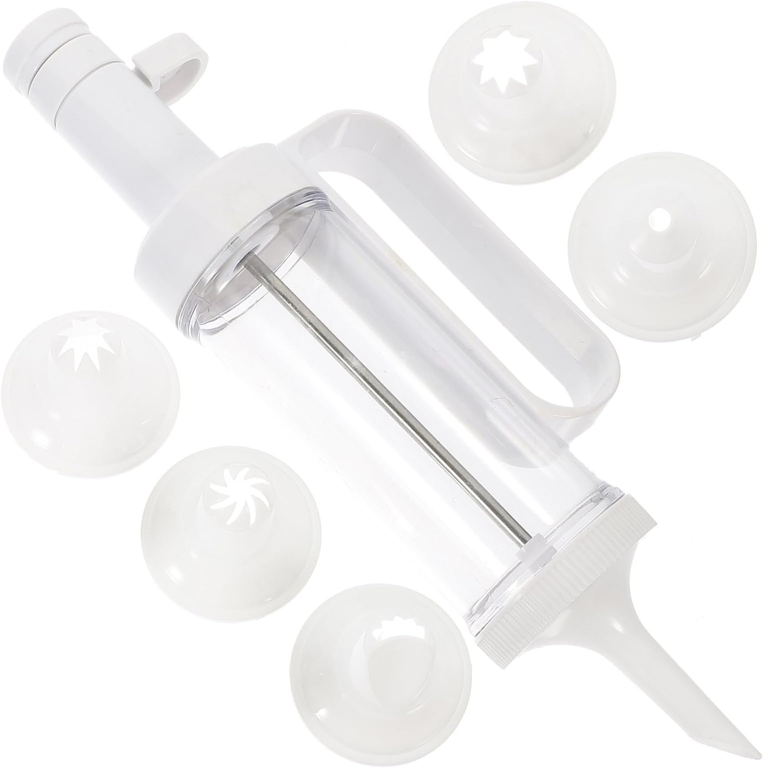 Multi-Function Cookie Press Tool Set with 12 Cream Nozzles, White Biscuit Decoration Kit for Pastry Piping and Cake Icing, Household Baking Mold for Cookie and Biscuit Decorating