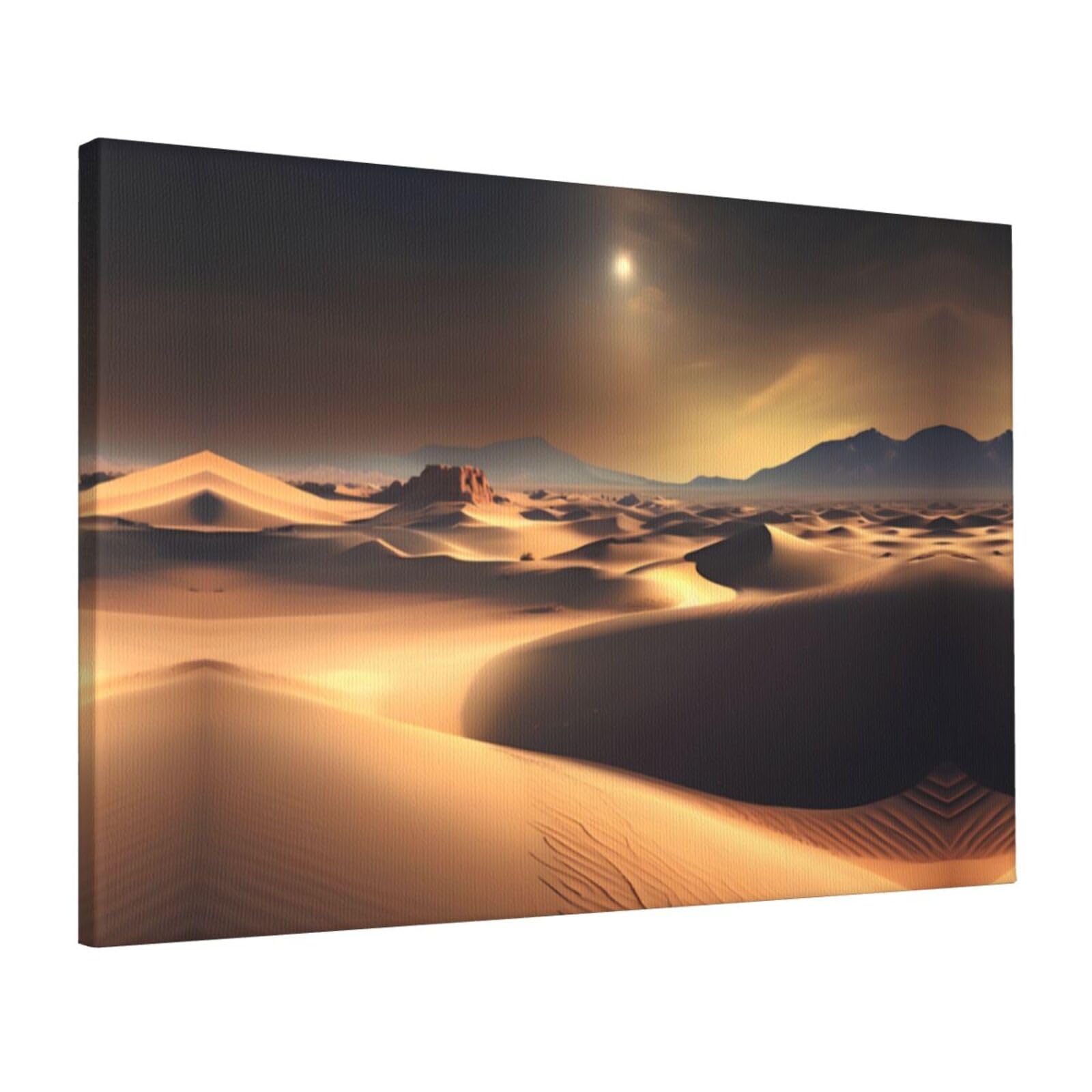 CNTDBU Sahara Desert Canvas Wall Art 16x24 Inch-Large Modern Painting Print for Living Room, Framed Ready to Hang Artwork for Bedroom