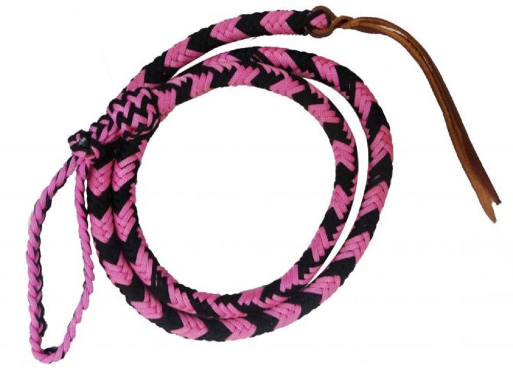 Showman 4.5 Pink & Black Soft Durable Braided Nylon Over & Under Leather Poppers Adjustable