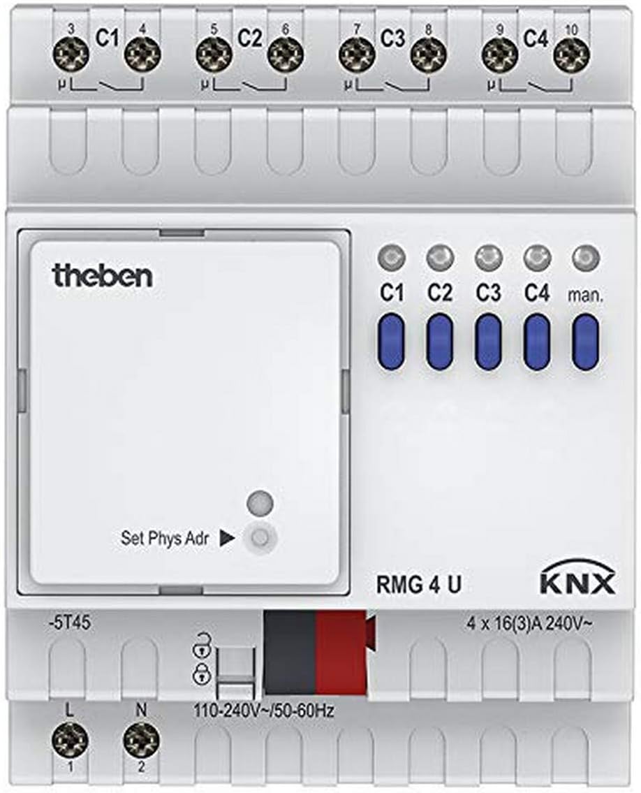 Theben 4930223 – Basic module rmg-4-u-knx 4 channel switch mix2