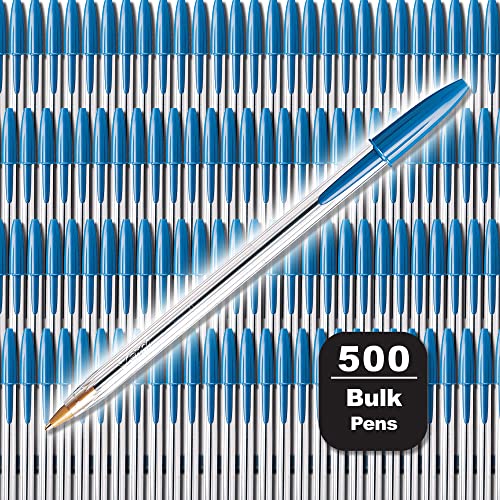 BIC Cristal Xtra Smooth Blue Ballpoint Pens, Medium Point (1.0mm), 500-Count Pack of Bulk Pens, World's No. 1 Ball Pen
