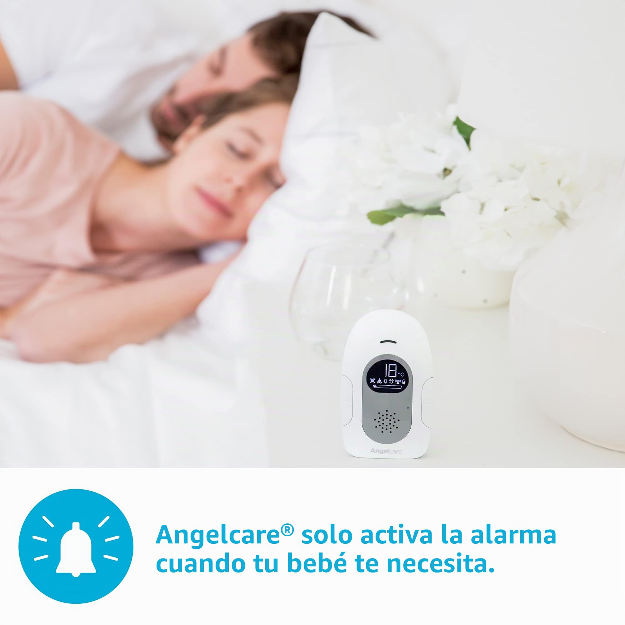 Angelcare SmartSensor Pro 2, monitoreo 2 en 1: Audio + Movimiento con Alfombrillas de Sensor inalámbricas, visualización de Temperatura Ambiente