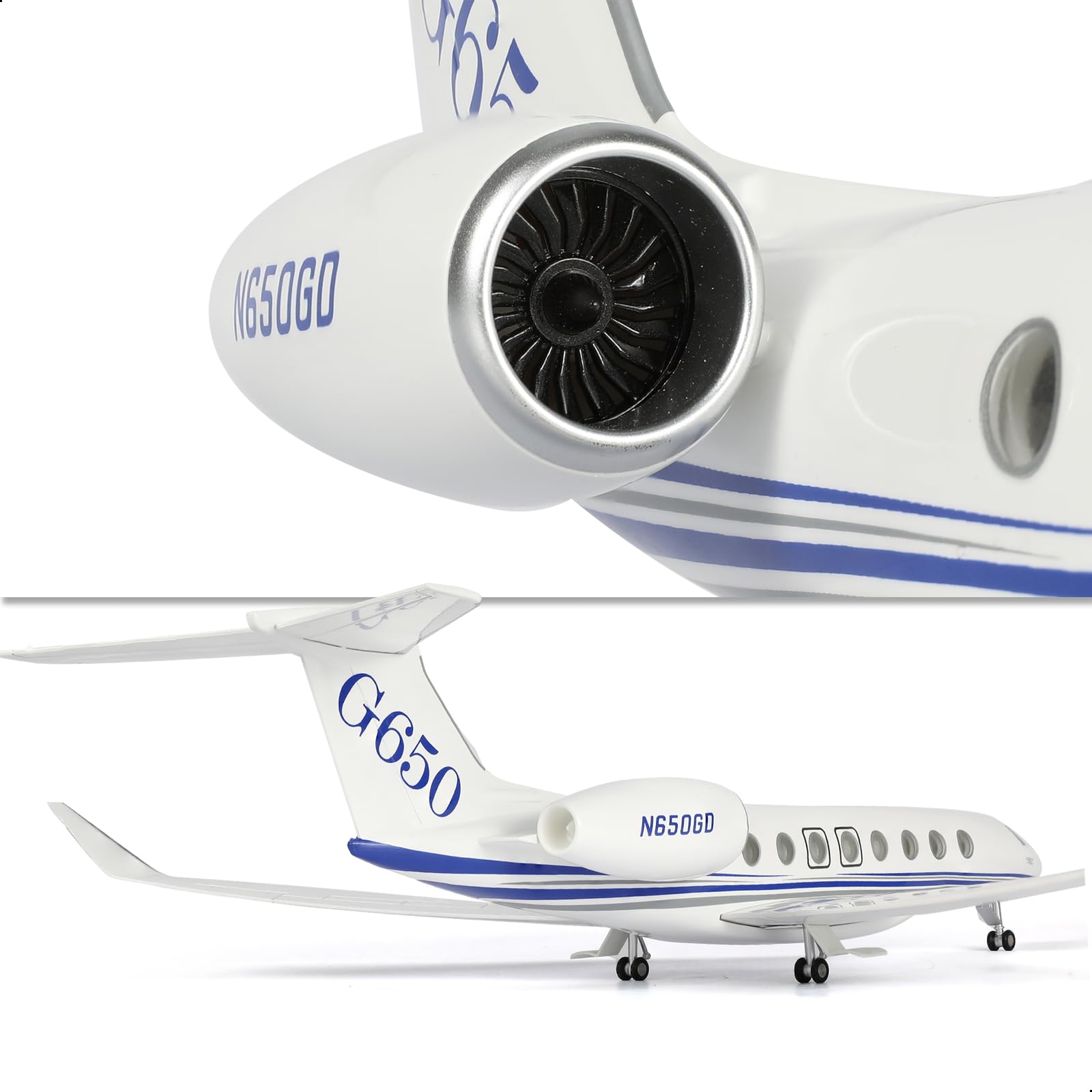 1/67 Maßstab G650 Privatjet Flugzeug Modellbausatz (45 cm) Großes Resin-Flugzeugmodell mit Ständer für Sammler und Luftfahrtenthusiasten, Kreatives Geschenk für Männer