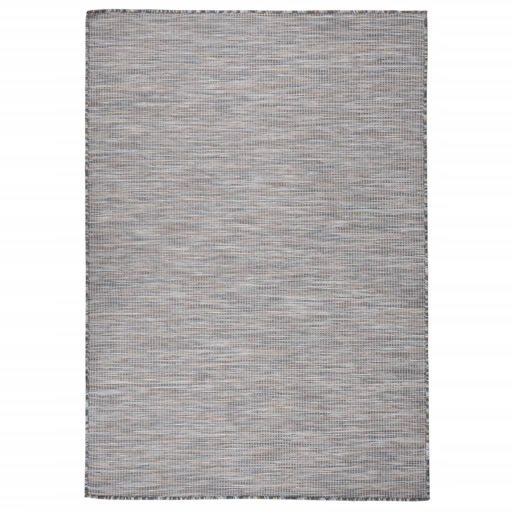 INLIFE Alfombra para exterior de tejido plano, 140 x 200 cm, color marrón y negro