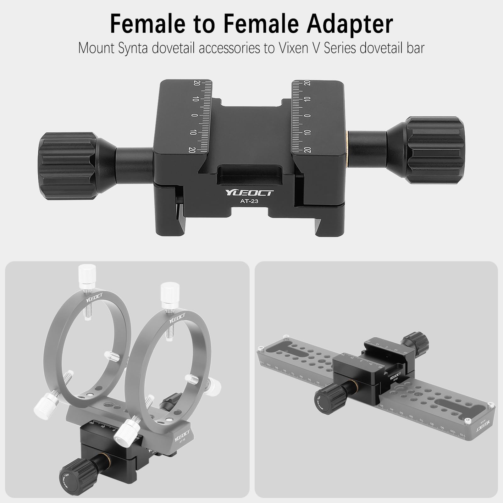 Teleskop Schwalbenschwanzadapter für Vixen V Serie auf Synta, Buchse auf Buchse Schwalbenschwanz-Sattelklemmhalterung Basis für Teleskop Guidescope Finderscope Finder Guide Scope OTA