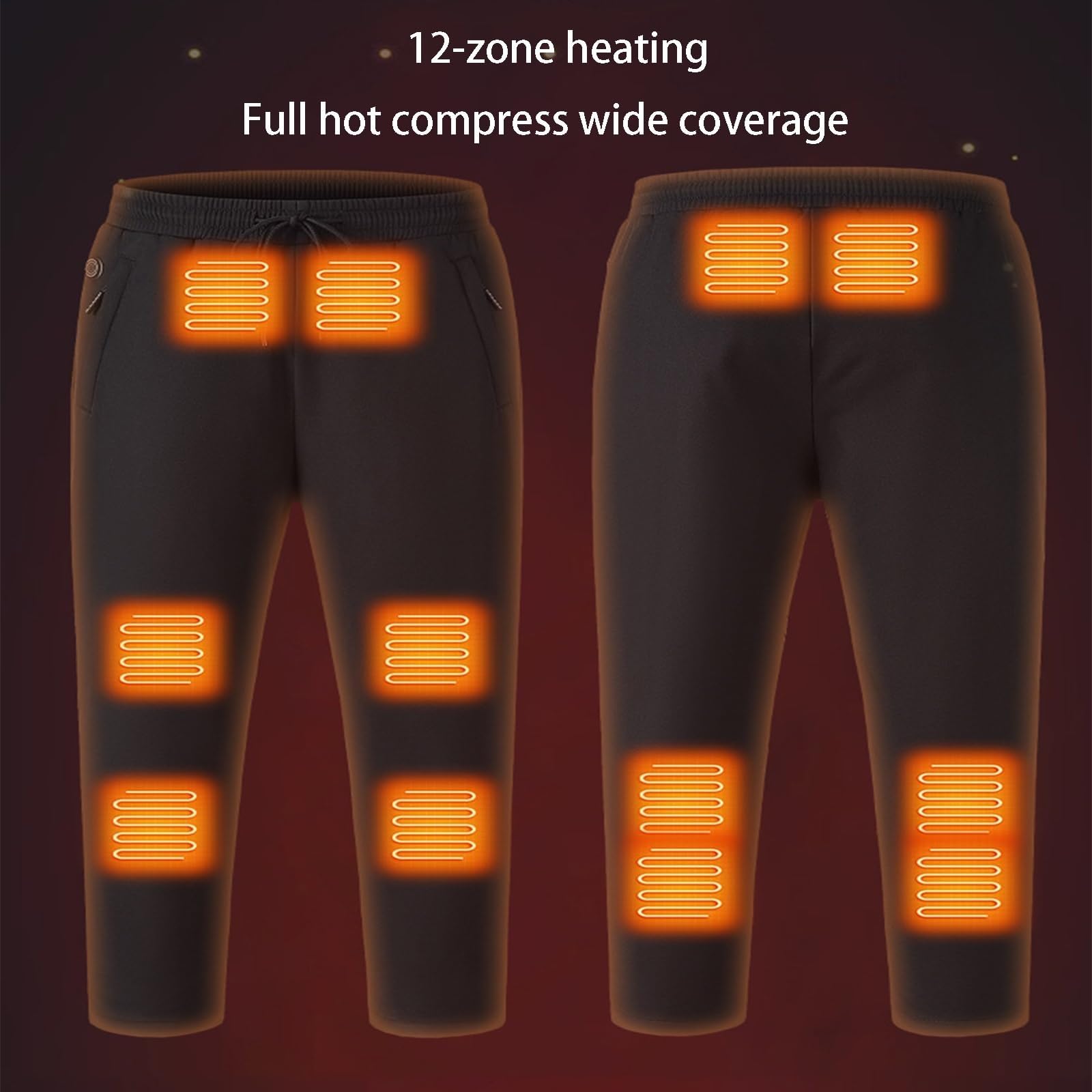 Pantaloni Riscaldati Per Uomo E Donna, Pantaloni Riscaldati Elettrici Spessi USB Con 12 Zone Di Riscaldamento, Impermeabili E Caldi Per L'inverno All'aperto(L)