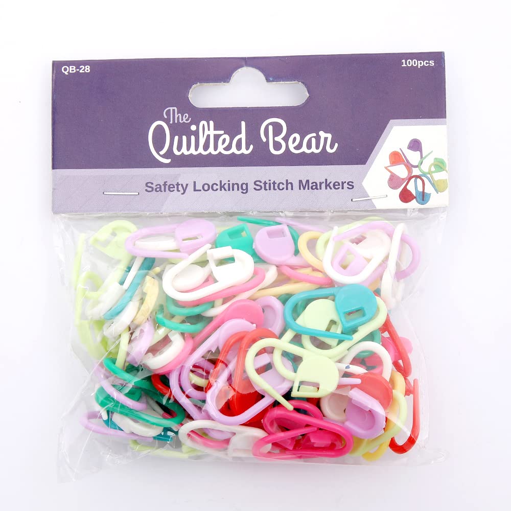 The Quilted Bear Locking Stitch Markers - Premium Safety Locking Stitch Markers Crochet & Knitting Markers with Two Pack Quantities Available (100 Pack)