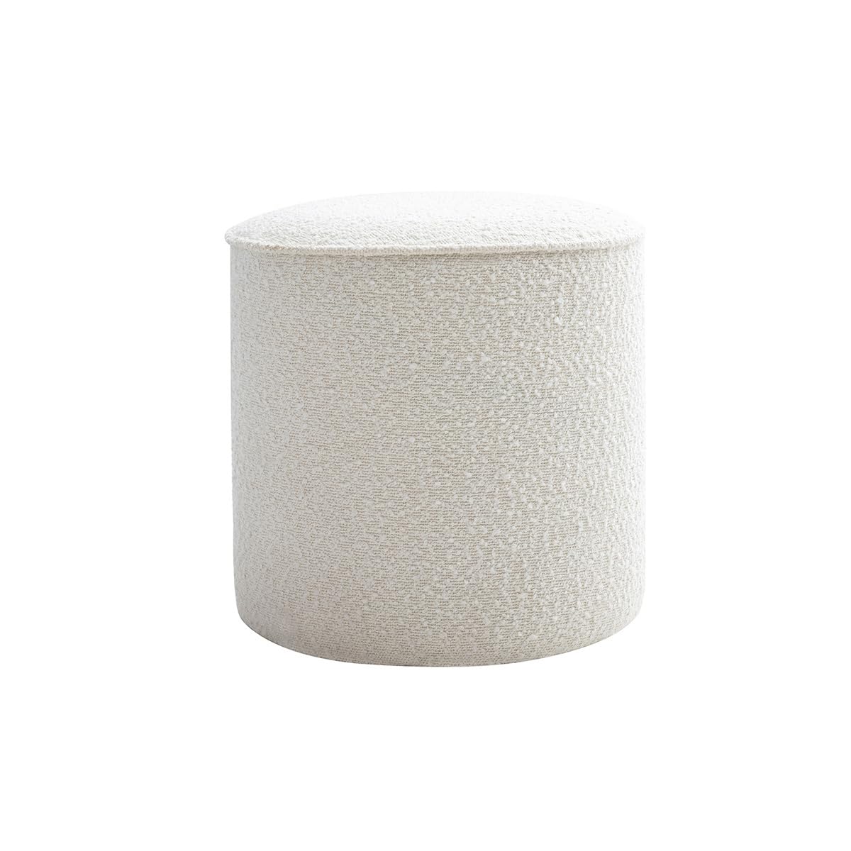 Miliboo Runder Sitzhocker aus Stoff in Wolloptik, weiß, Durchmesser 40 cm Paul