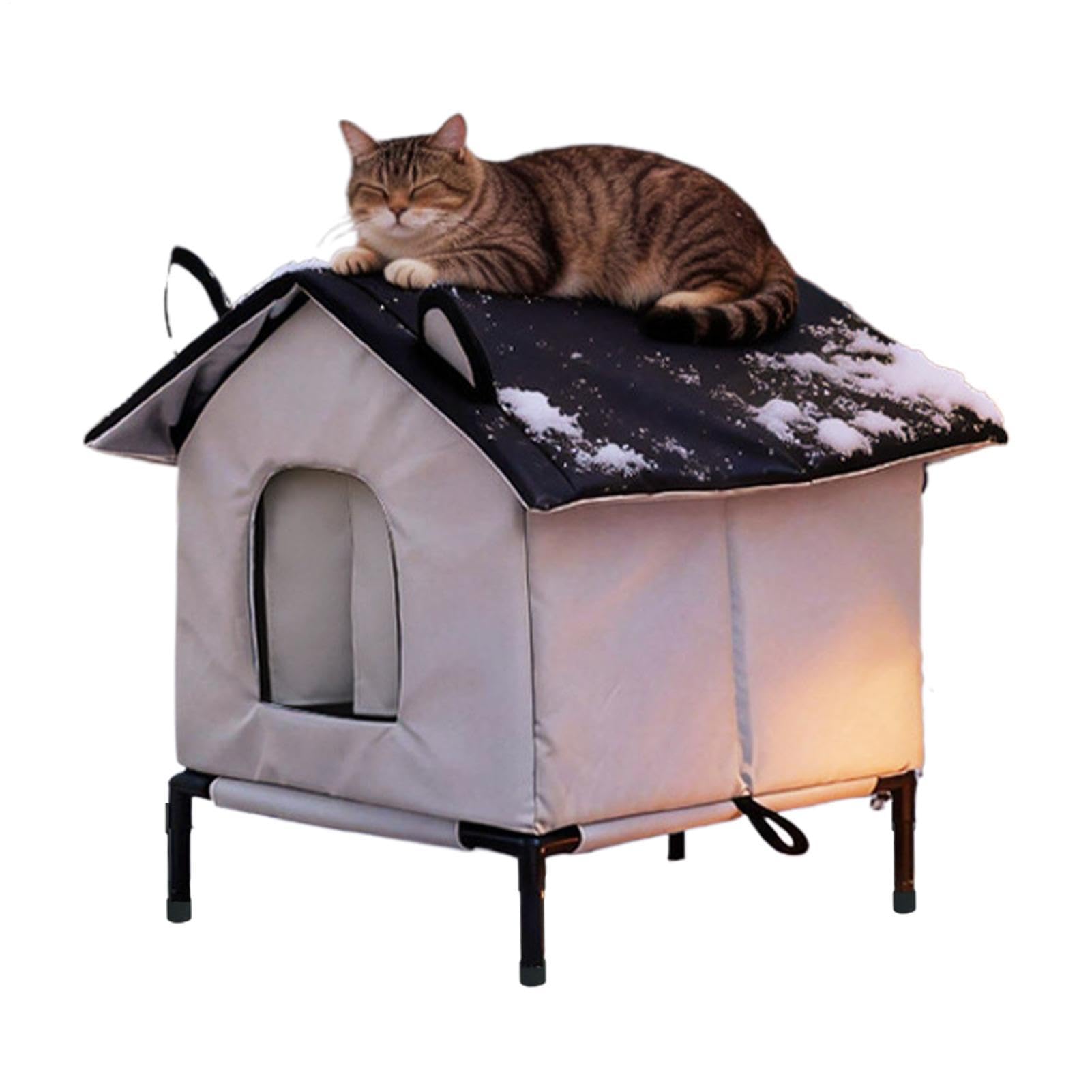 Cuccia Esterna per Gatti Resistente alle Intemperie Cuccia Rialzata Calda | Cuccia Cani Impermeabile Adatto a Animali Randagi, Cortile, Giardino, Patio, Portico e Garage