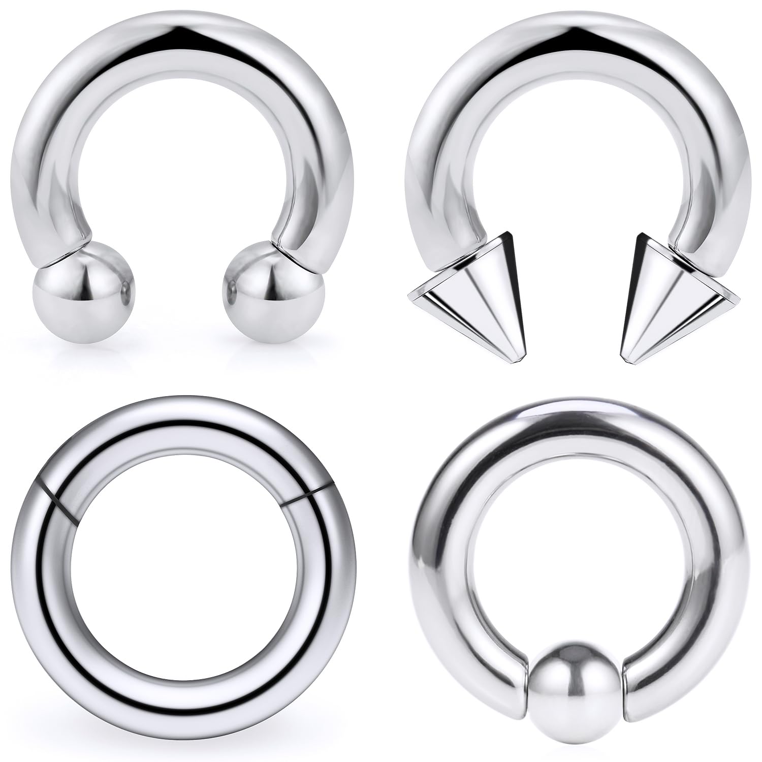 12G 10G 8G 6G 4G 2G Large Septum Ring Ear Gauges Earrings Hoops Hypoallergenic 316L Surgical Steel Septum Nose Rings PA Ring Piercing Jewelry for Women Men Inner Diameter 12mm 14mm 16mm