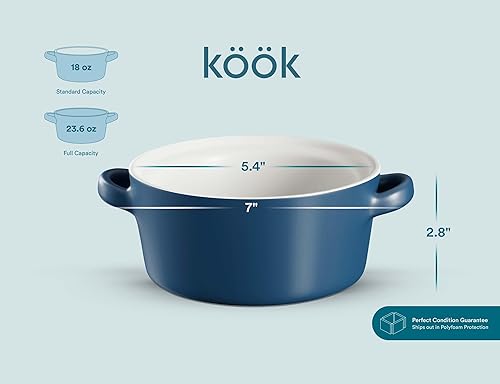 Miniatura 7 de Kook - Tazones de sopa con asas, cuencos de cerámica aptos para horno, platos individuales para sopa Kook, plato apilable, horno, microondas y