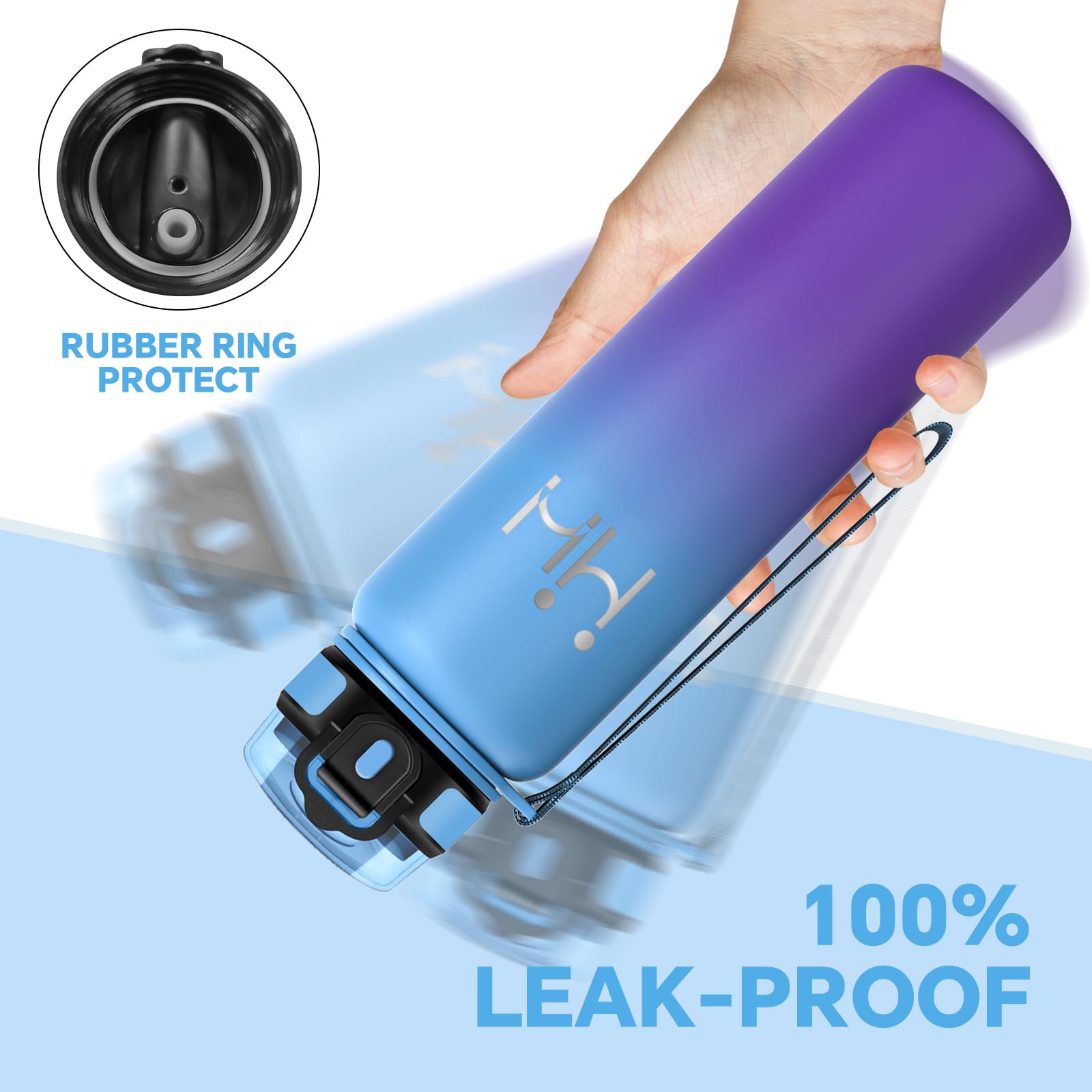 Botella Agua Acero Inoxidable 1 litro - Botella Termica - Cantimplora Gym- A Prueba de Fugas - Cantimplora sin Bpa- Mantiene 24H Frio/12H Calor, Termo para Deportes, Cámping, Gimnasio, Oficina - 4