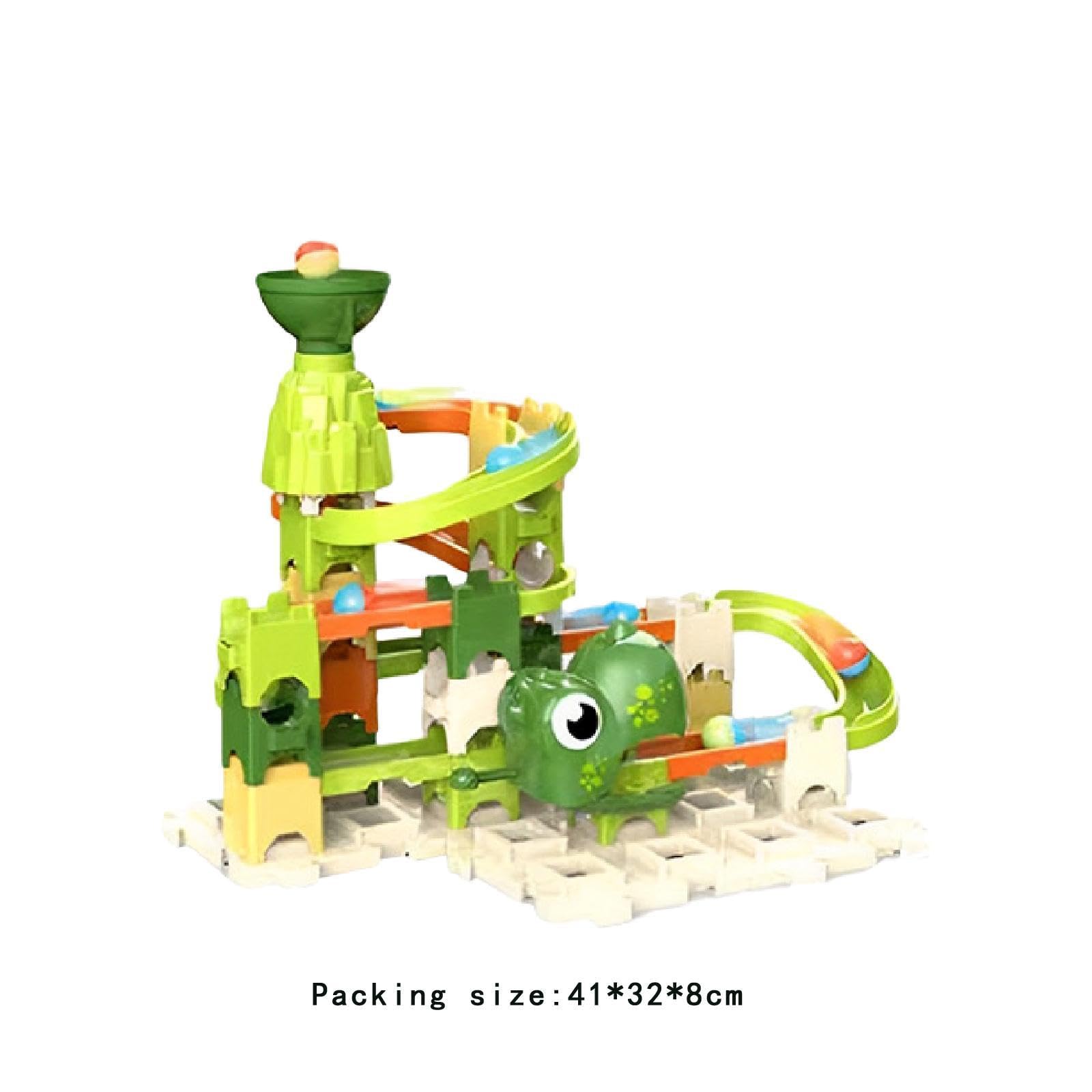 Almencla Marblebahn Spielset Bauklötze Kugelbahn Rennstrecke Aus Robustem Pp Material für Kindergeburtstag Lernspiel Geschenk Familienaktivitäten, 60 Stück