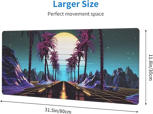 Miniatura 3 de Retrowave Synthwave - Alfombrilla de mouse grande para juegos, XL, alfombrilla de mouse larga extendida, base de goma antideslizante, bordes