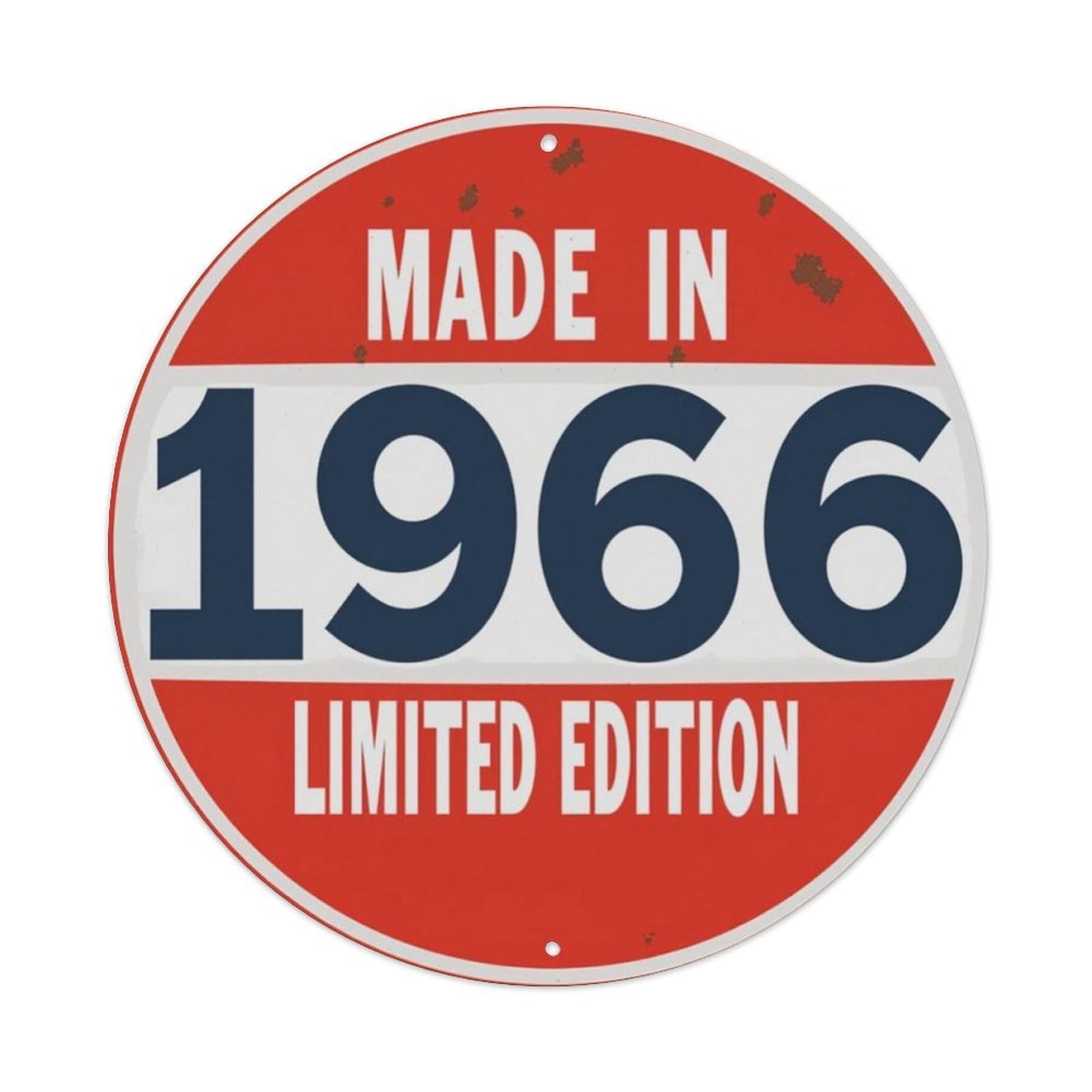 Made In 1966 Limited Edition Round Decorative Sign Vintage Aluminium Metal Sign, Retro Wall Decor for Home, Bar, Garage & Farmhouse 20x20cm