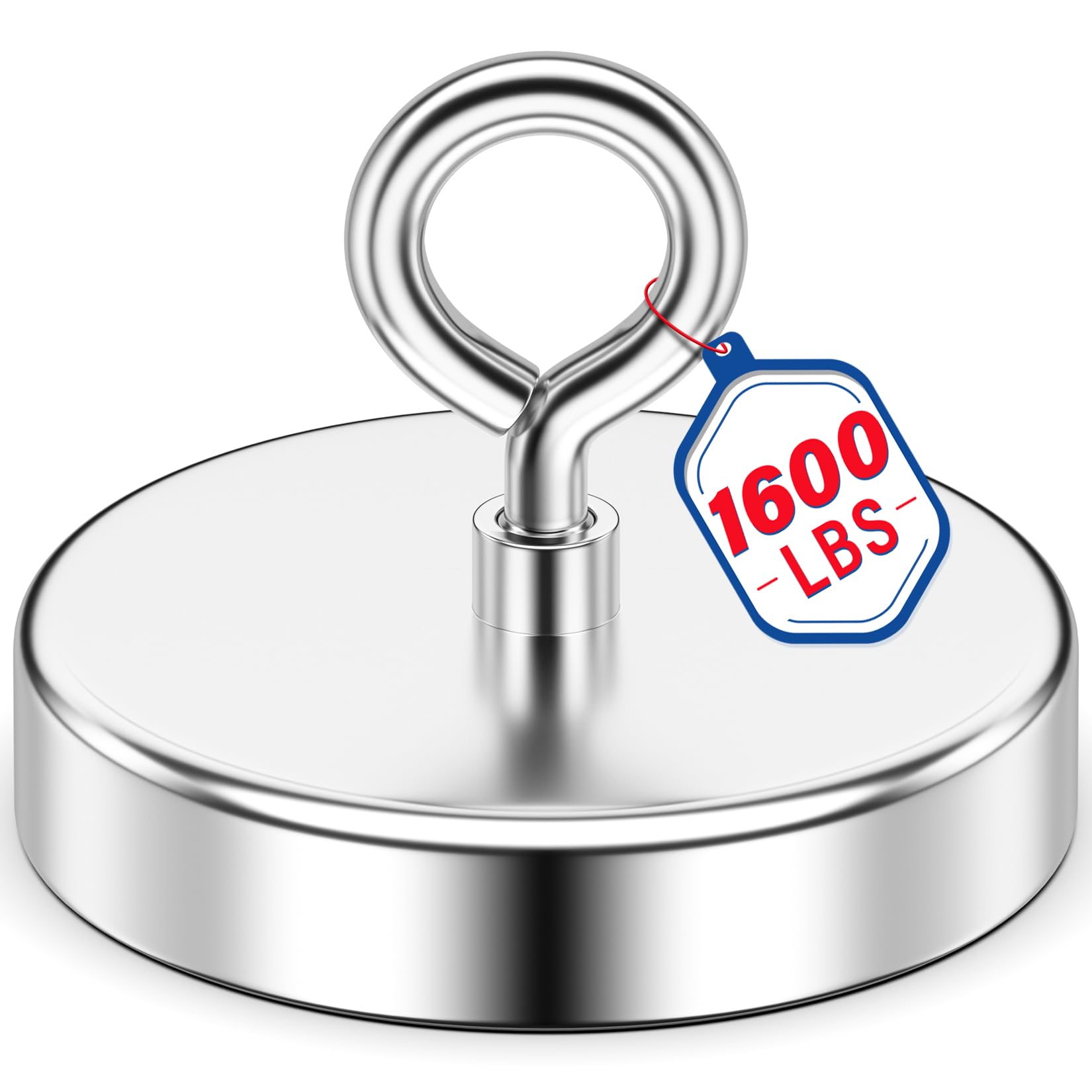 NIUKNOW Super Strong Fishing Magnet for Christmas, 1600lb Pull Strength, Neodymium Magnet with Countersunk Hole for Magnetic Fishing, 4.72” Diameter