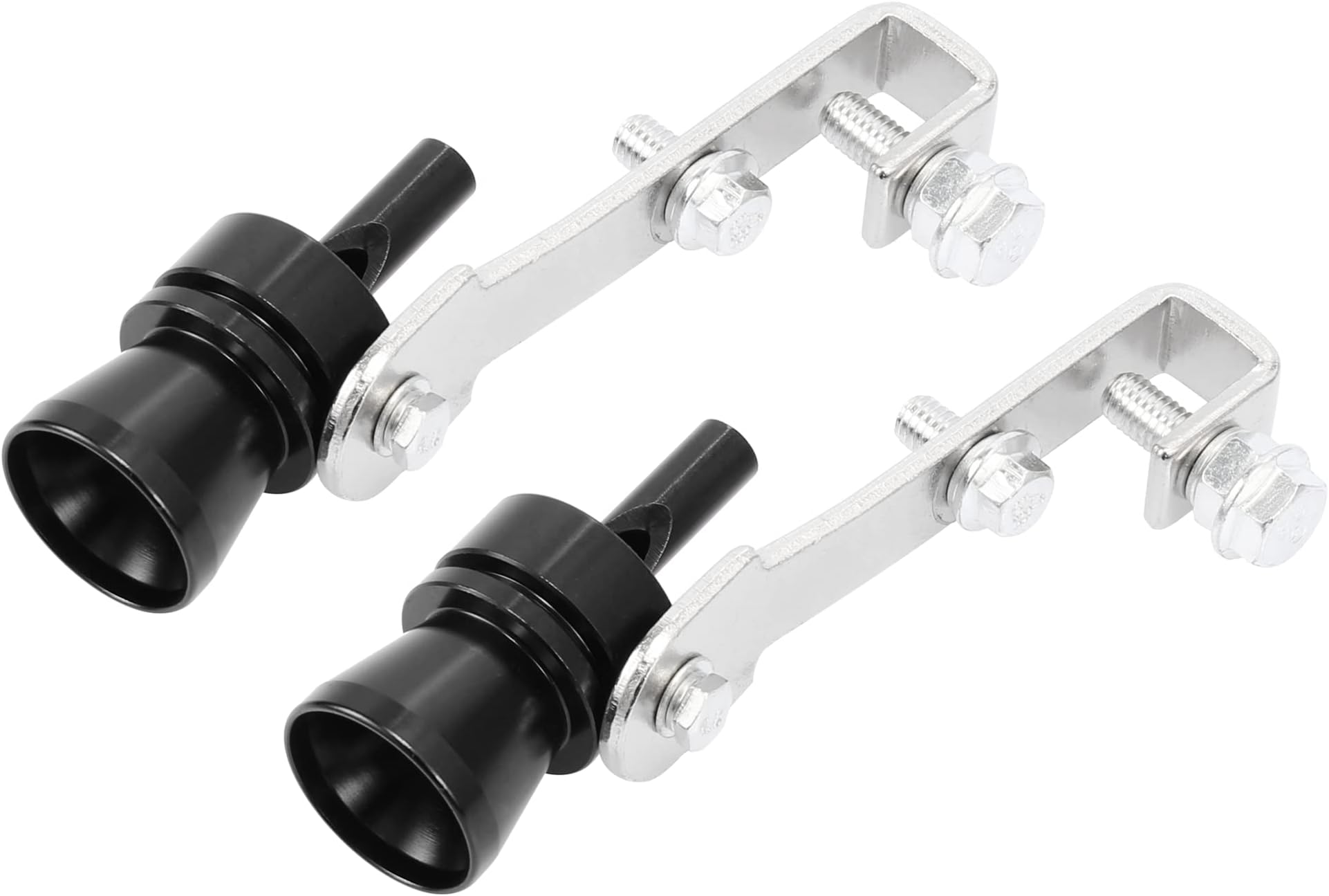 X AUTOHAUX 2pcs M Size Aluminum Alloy Universal Turbo Sound Exhaust Muffler Pipe Whistle Car Roar Maker Black