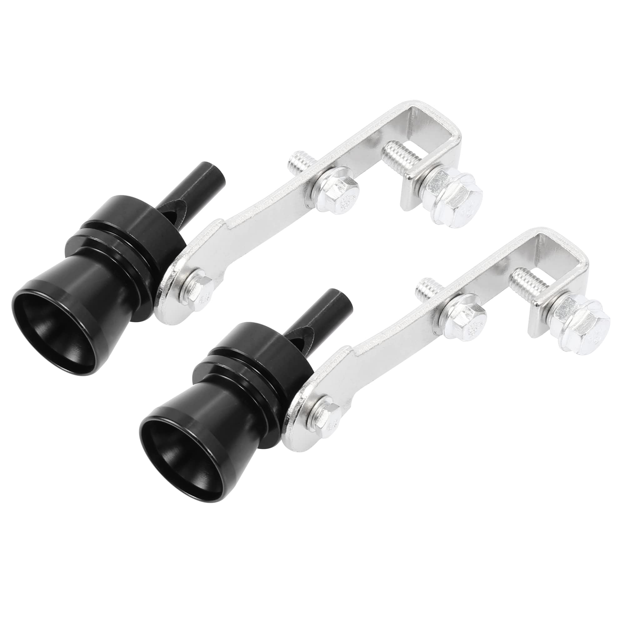 X AUTOHAUX 2pcs M Size Aluminum Alloy Universal Turbo Sound Exhaust Muffler Pipe Whistle Car Roar Maker Black