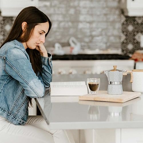 Vista 42 de Grosche Milano Cafetera espresso moca para estufa, de 3 tazas/5 onzas, cafetera cubana, cafetera greca, italiana, percoladora, rojo Rojo -,Negro