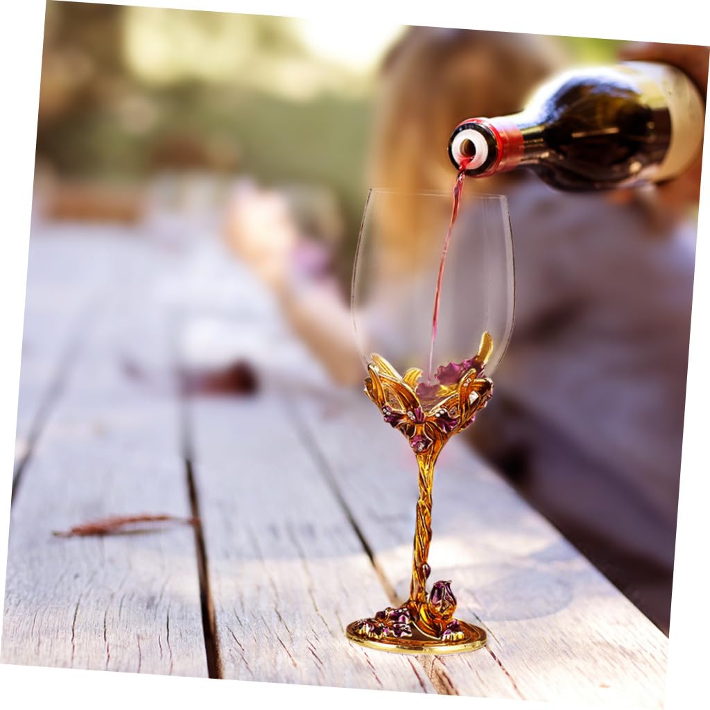 Lot de 2 Verres à Whisky Émaillés Dorés 320 Ml, Gobelets à Pied en Cristal pour Mariage et Fête, Fourniture de Mariage, Vaisselle Élégante pour Intérieur et Plein Air