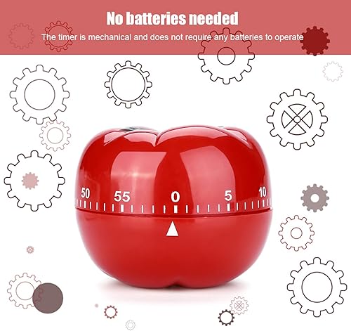 Miniatura 7 de Temporizador manual, temporizador de cuenta regresiva, no necesita baterías, temporizador de cocción pequeño y compacto con forma de tomate de 60