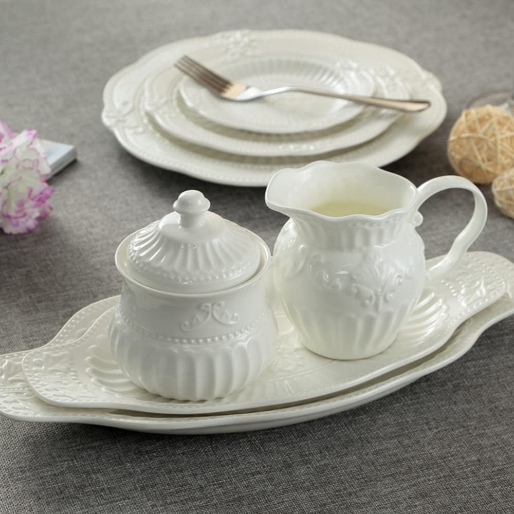 Pichet à crème, pichet à crème, pichet à baratte, pot à lait de restaurant, pot à crème sculpté en céramique, pot à café, pot à mousse, café familial, ustensiles de cuisine, lait (couleur : blanc)
