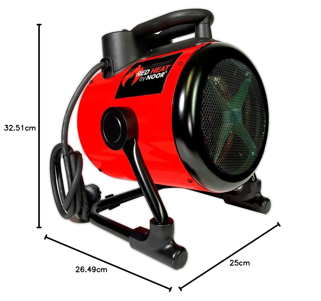 NOOR Gewächshausheizung RED HEAT - 3000W Edelstahl-Heizelemente mit Thermostat - elektrischer Heizlüfter IP24 spritzwassergeschützt - Schnellaufheizung, Temperaturwächter für 30 m² & TÜV-zertifiziert