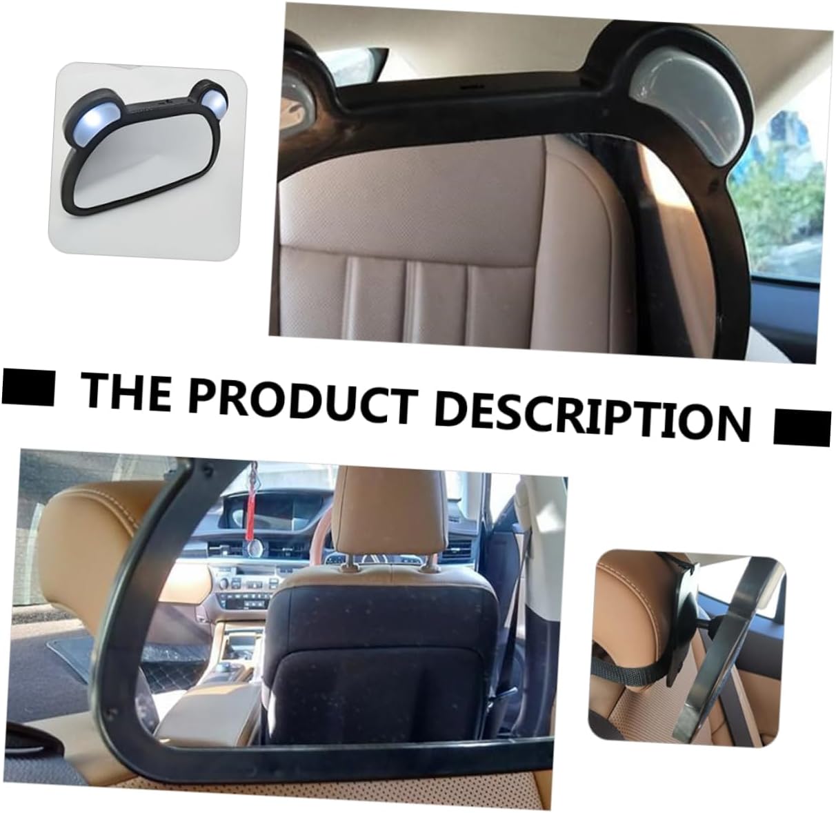 Safe Observation Rearview Mirror Car Viewing Mirror Easy Install Led Backseat