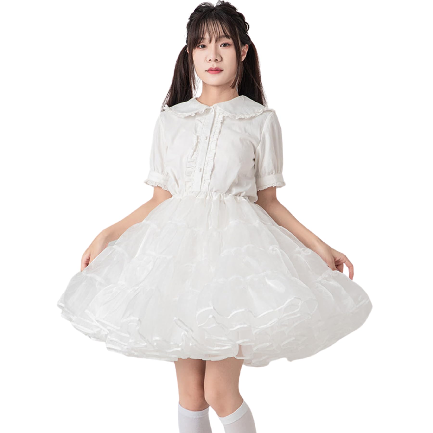 Amazon.co.jp: [BTKAKAN] パニエ 50cm ミニ丈 白 ボリューム