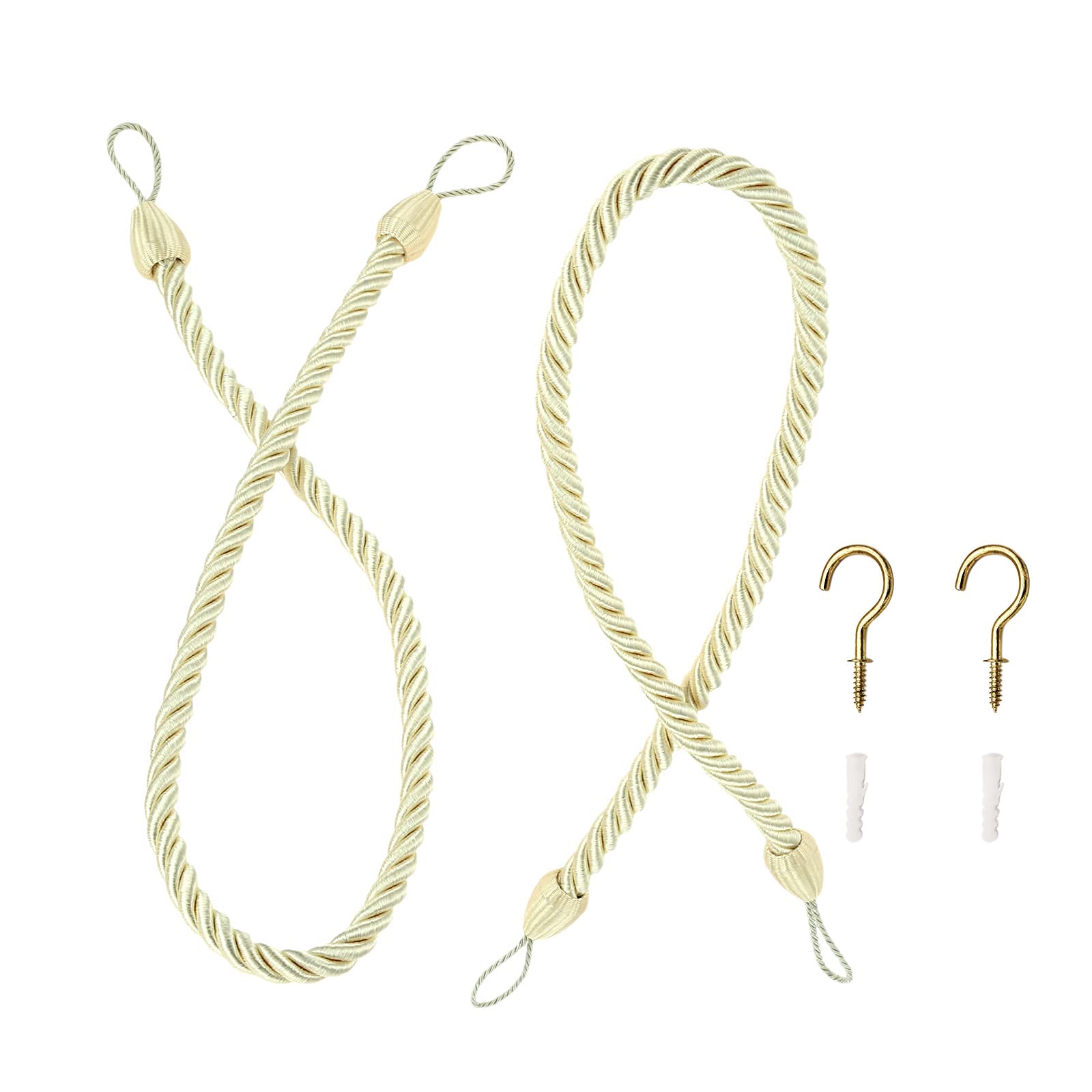 カーテンロープ カーテン タッセル カーテン留め 飾り カーテンアクセサリー シンプル 紐 締め 房掛け カーテン おしやれ ベージュ 2個セット