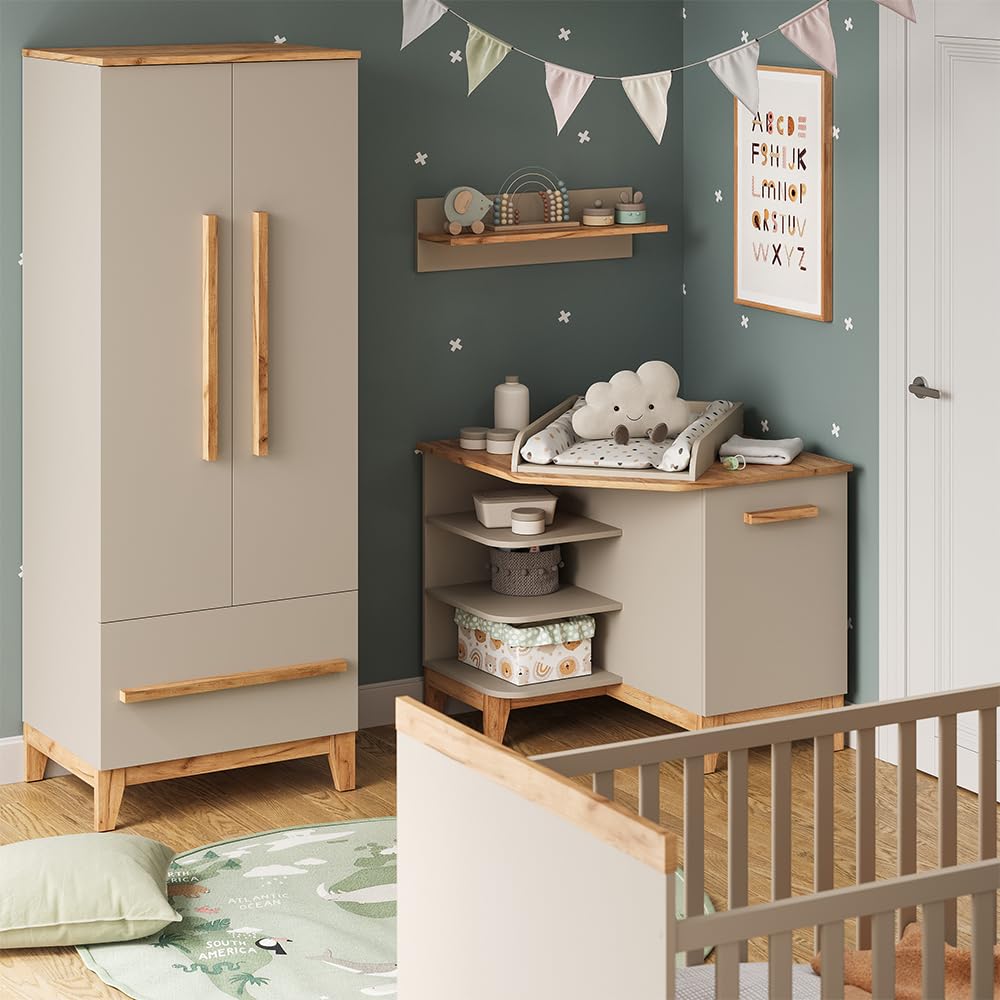 VitaliSpa Cambiador Malia, Cachemira/Artesanal, 85 x 85.2 cm | con puerta, cambiador extraíble para uso como cómoda de esquina