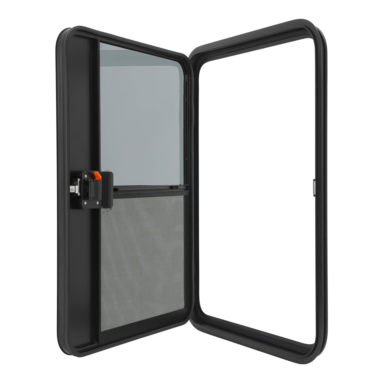 RV Entry Door, Black Aluminum Alloy Teardrop Trailer Door with Tempered Glass, Universal Fit for RVs, Campers, Horse Trailers, Cargo Trailers (Left, 28"x38")