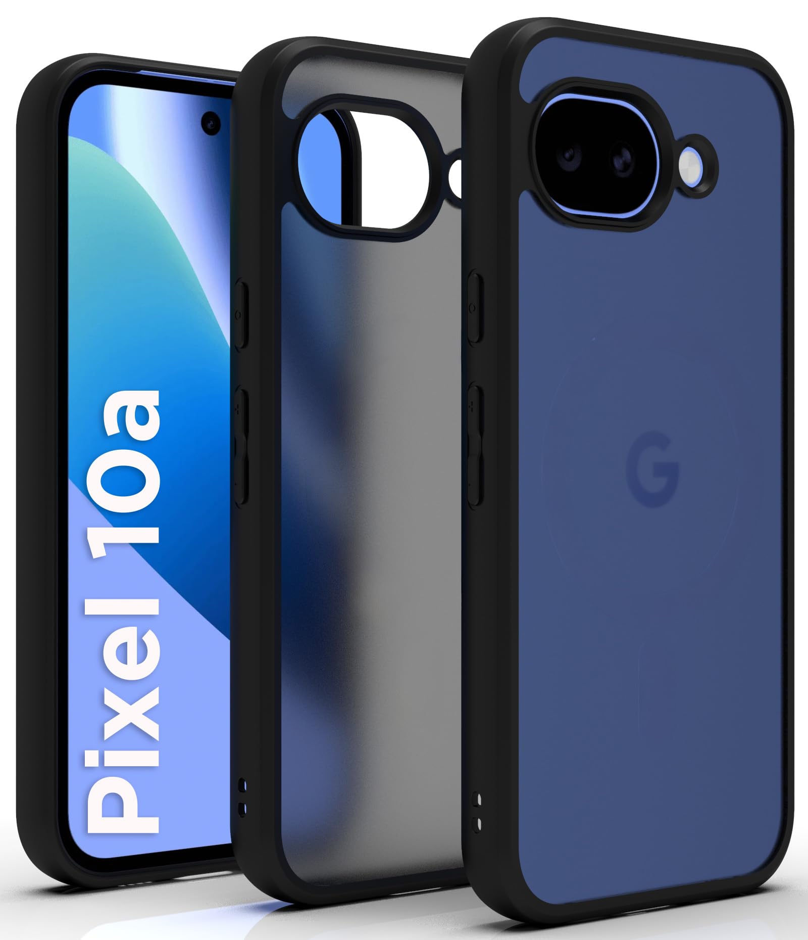 RIGGEAR Shockproof Sleek Hybrid Armor Back Cover Case for Google Pixel 10a (Smoke Black Matte PC + Black TPU Bumper)-image-8