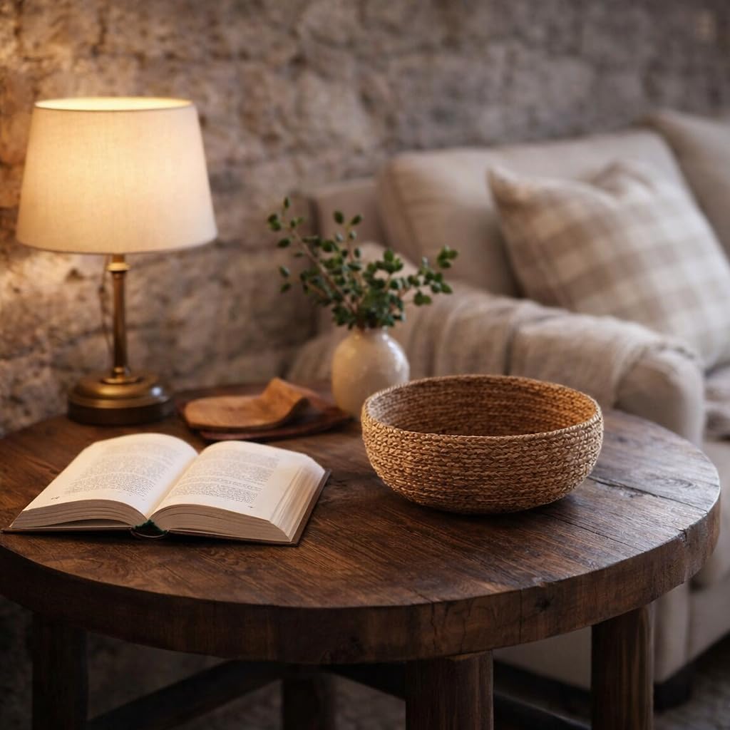 Panier de Rangement en Osier Rond 26 cm - Bol Décoratif pour Clés, Portefeuille et Petits Objets