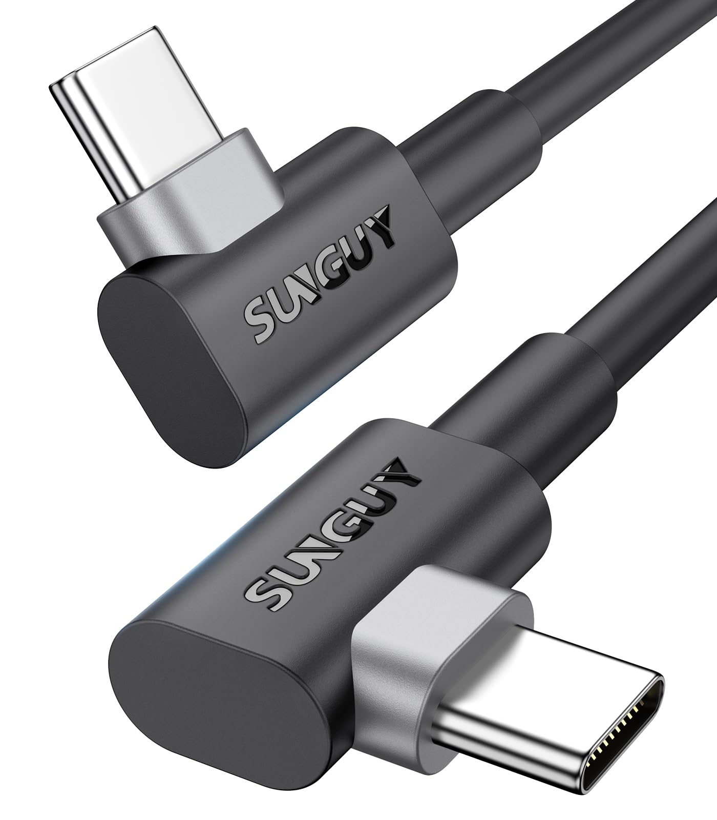 SUNGUY USB-C-zu-USB-C-Kabel mit rechtwinkligem Stecker, 2 Stück 1m, 60W Schnellladung 90-Grad-USBC-zu-USBC-Kabel, kompatibel mit iPhone 17,16,15 Pro Max, MacBook Pro, iPad Pro, Galaxy S25/S24