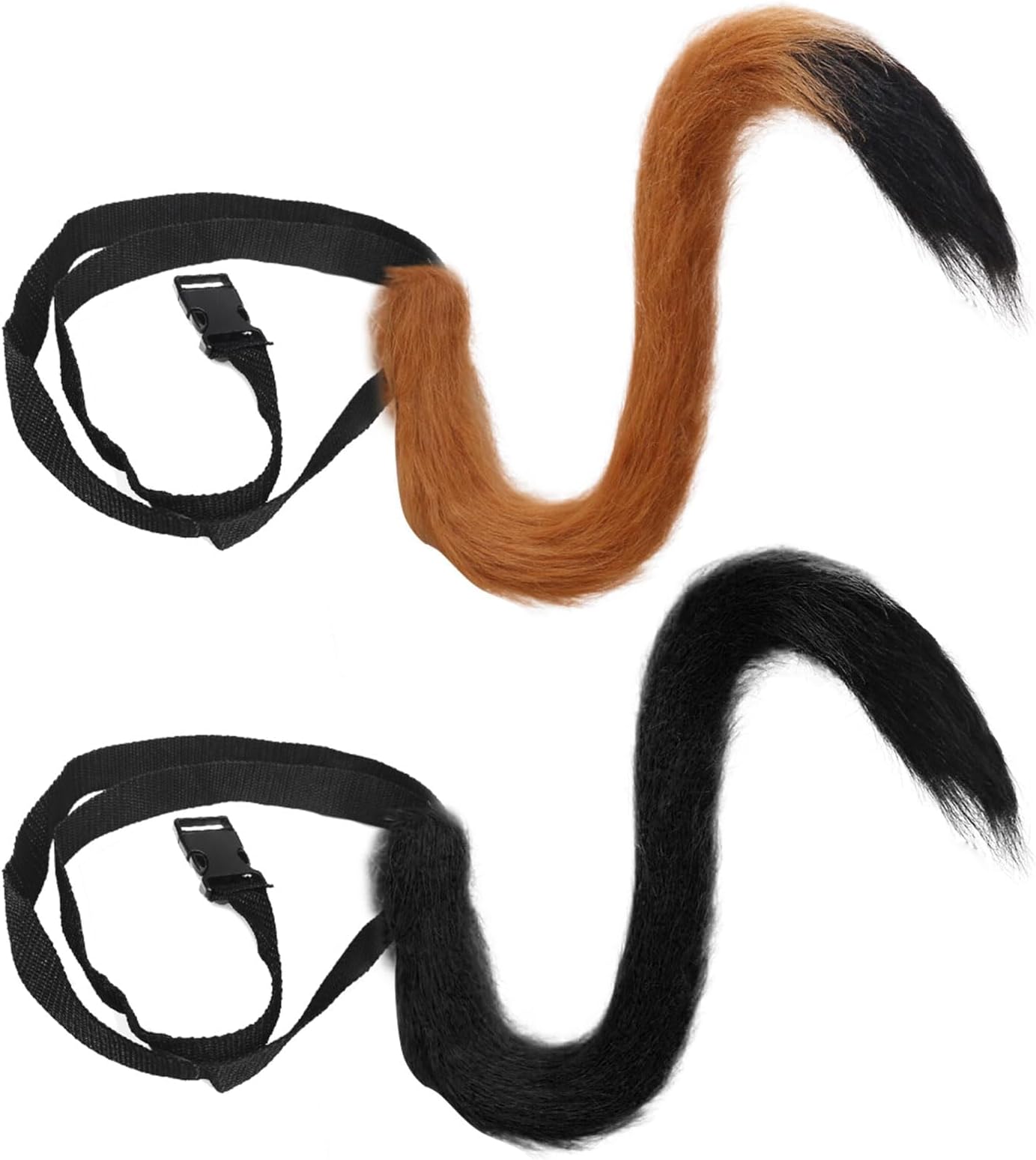 2 Pieces Fluffy Plush Long Cat Tail Animal Tail, 80 cm Adjustable Furry Fox Tail Halloween Faux Fur Tail Cosplay for Adult Kids Cat Costume Anime Dress Up Party Carnival Costume Prop