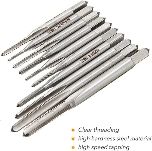 Miniatura 6 de 10 piezas Micro Taps Bit Pequeño Tornillo de Mano Machos de Rosca M1-M3.5 HSS Mini Métrico Plug Tap Tornillo Taladro Juego de Taladro Herramienta de