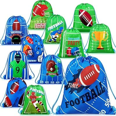 12 Pieces Football Party Favor Sports Drawstrin...