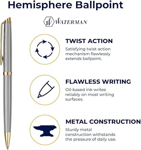 Miniatura 4 de Dayspring Pens Waterman Pen personalizado | Bolígrafo grabado Waterman Hemisphere con borde dorado inoxidable. Personalizado y enviado en un día