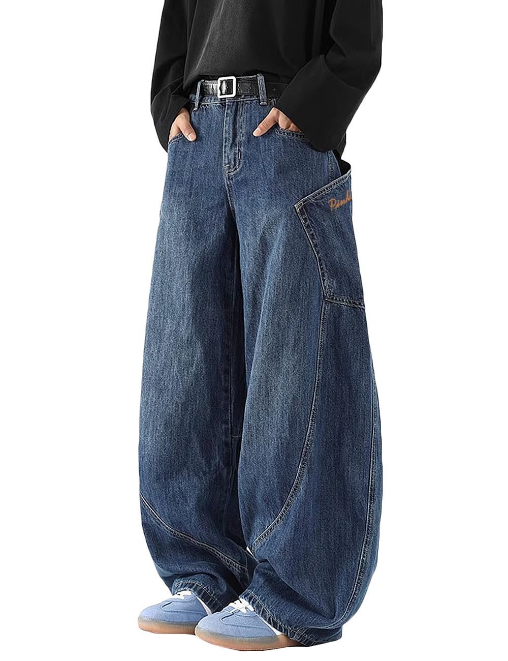 Nutriangee Men's Baggy Barrel Wide Leg Jeans