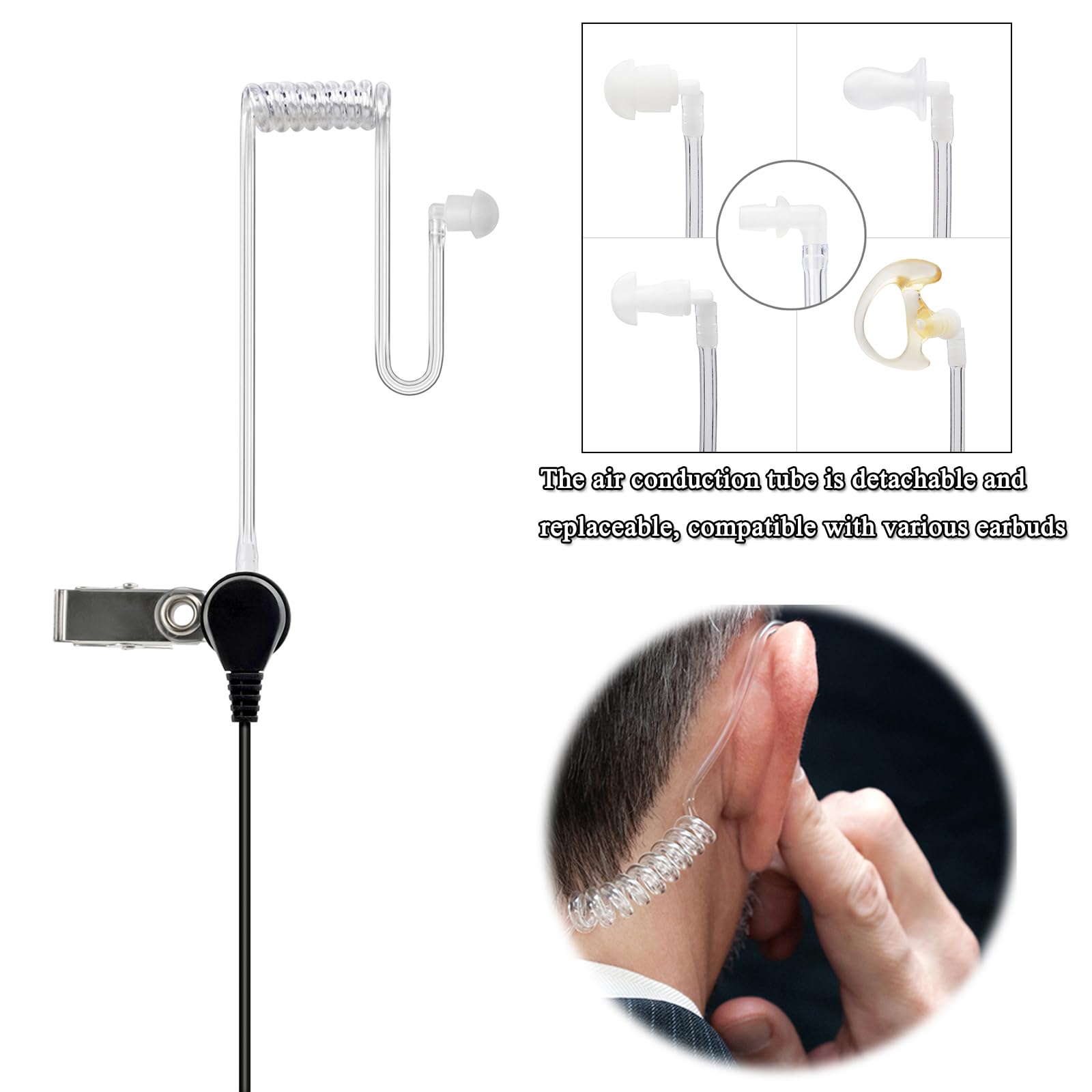Auricolare con Microfono Multipin Compatibile Motorola DP3400 DP4400 DP4800 DGP4150 XiR-P8200 Xpr-6300 Radio Bidirezionale Tubo Acustico