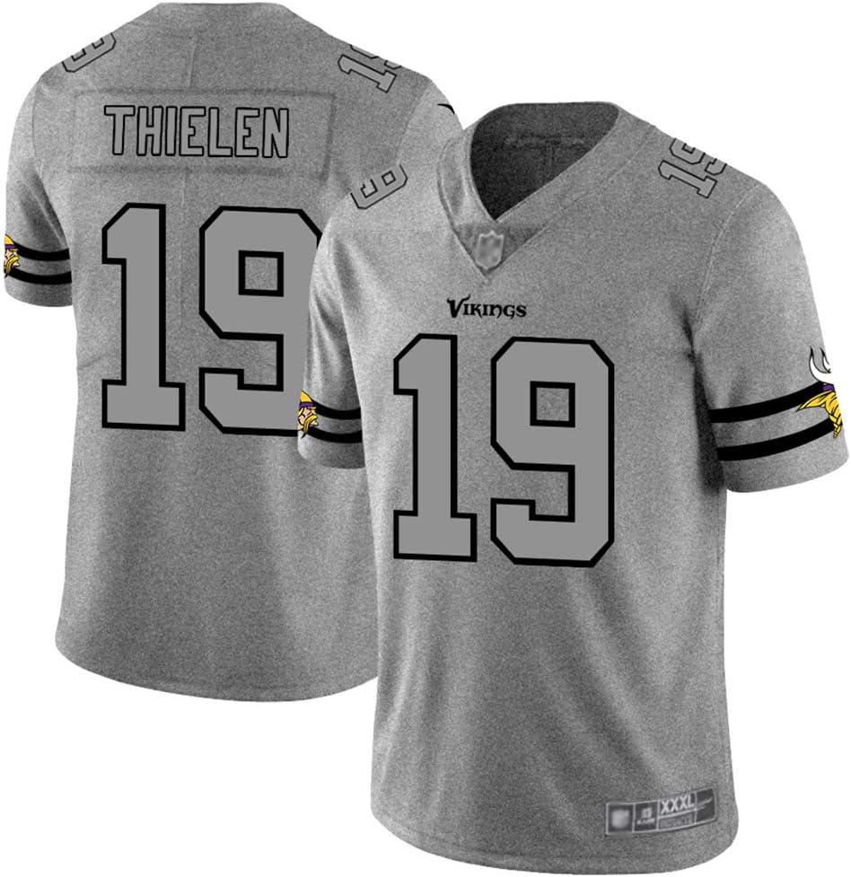 Adam Thielen 19# Minnesota Vikings Rugby Training Jerseys American Football Jerseys Fan Short Sleeve Sports Top Embroidered Quick Dry Jerseys