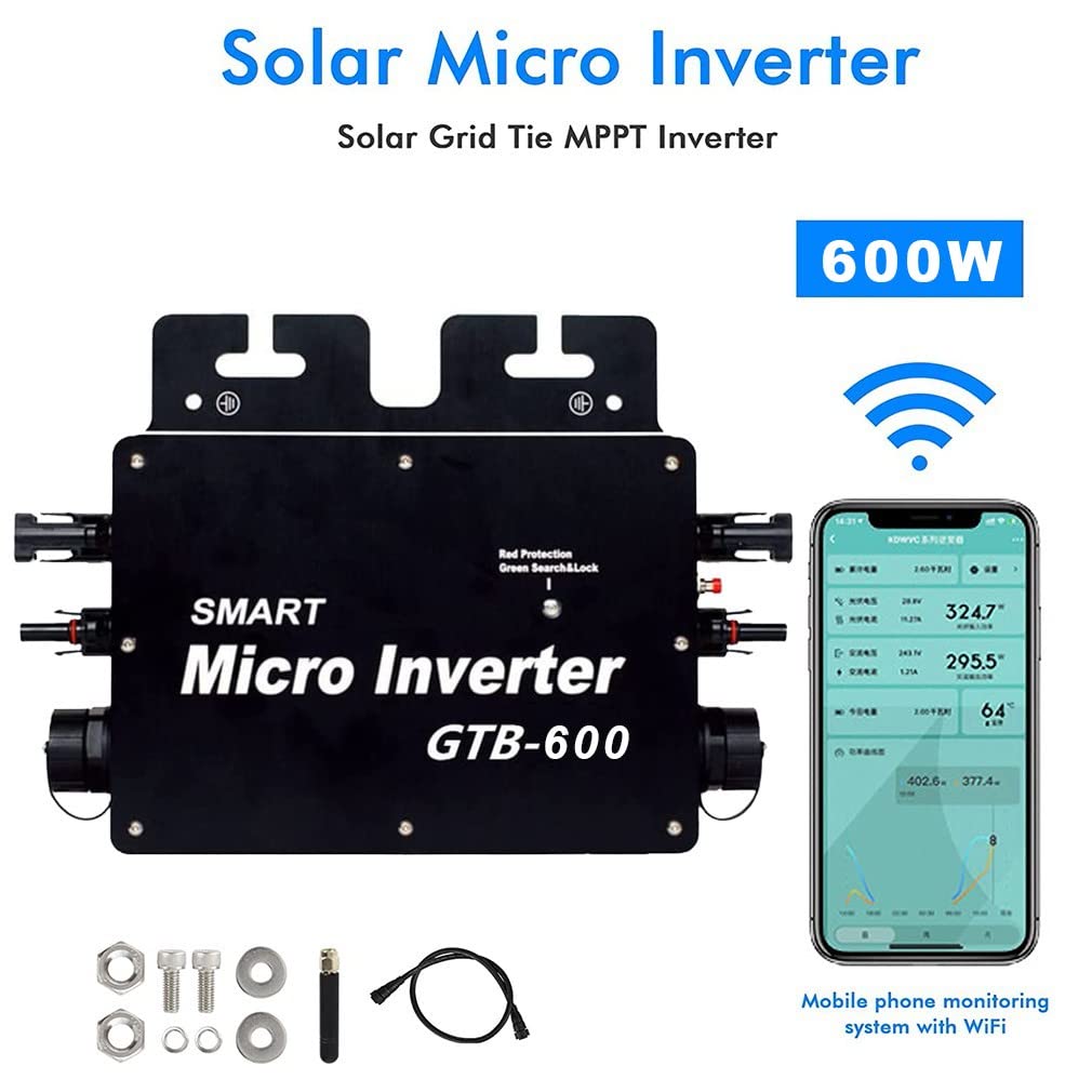 600W/700W/800W Micro-Onduleur Solaire Grid Tie Micro Onduleur Smart Micro Inverter 110V/220V WiFi Solar Grid Inverter Ip65 ImperméAble MPPT Grid Tie Inverter Efficacité 99,5%