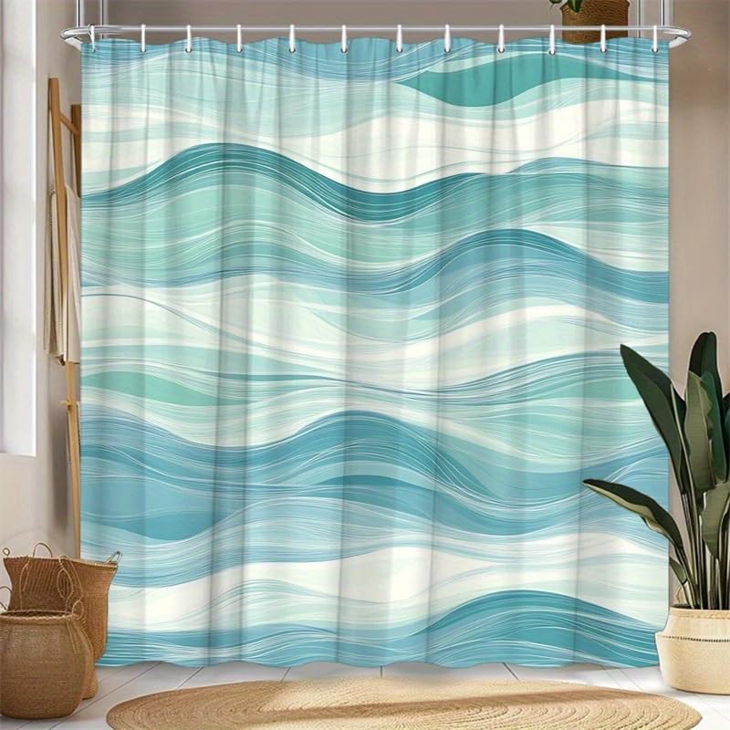 Rideau de douche haut de gamme textile bleu sarcelle 180 x 200 cm