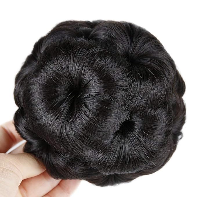 Image of CLITZ Claw Clip in Hair Bun Messy Hair Extension |Hair Extensions| Extension Hair for Women & Girls | BLACK PANJA BUN