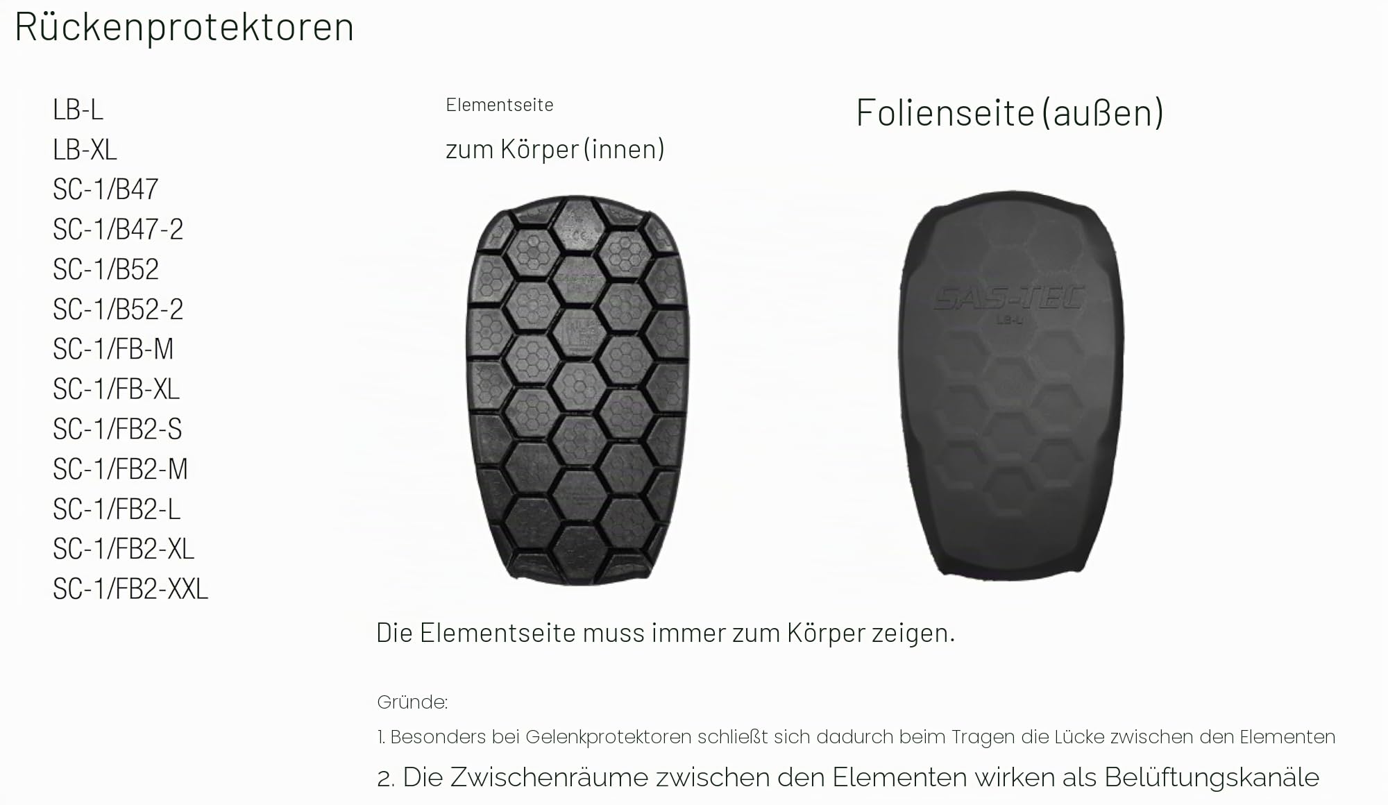 SAS-TEC SC-1/FB2 Innovative Tripleflex Level 2 Motorrad Biker Jacke Wirbelsäule Rückenprotektor Rüstung Upgrade