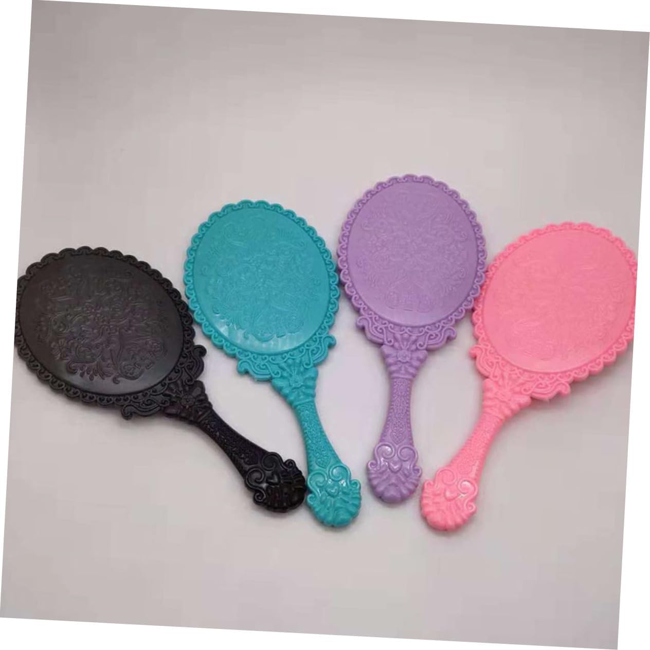 12Pcs Portable Handheld Makeup Mirrors Plastic Handle Round Travel Vanity Mirror for Women Compact Size for Pocket Use for-The-Go Touch-ups